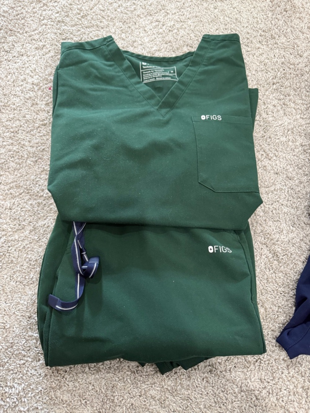 Figs Forest Green V-Neck Scrub Top and Pants